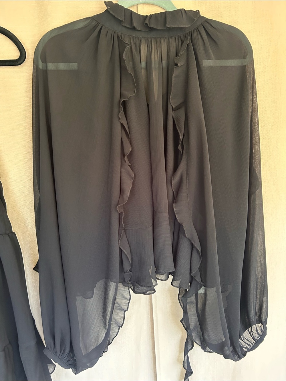 Commense Black Tiered Ruffle Chiffon Mini Dress Set with Liner - Picture 4 of 8